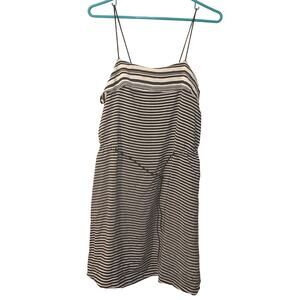 Madewell Size 0 Black White Striped Dress 100% Silk Spaghetti Straps Lining